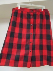 Vintage Kayo California Buffalo Plaid Button Skirt Size 38 Wool Blend