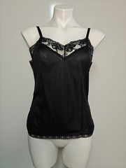 Vintage Black Lacey Women’s Medium Black Cami IGLWU Secretary Goth Sexy EVC
