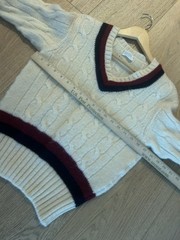 Vintage Saks Fifth Avenue Sweater Women’s Ivory Wool Pullover Vneck Everyday