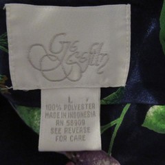 Vintage Go Softly Nightgown L Navy Blue Floral Maxi Satin Slip Dress