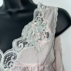 vintage eve stillman Pink Nightgown With Flower Details Medium L12