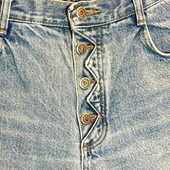 Vintage 90s Y2K Denim Shorts Boho Coastal Zigzag Button Fly Rolled Cuffs Sz L