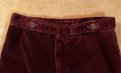 Vintage 1970s | Chemin de Fer | Bow Tie Buckle | Bellbottom Corduroy | Burgundy