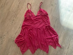 Avid Love Lingerie Nightgown Lacy Sexy Handkerchief Hem Sz XXL Dark Pink Beauty!