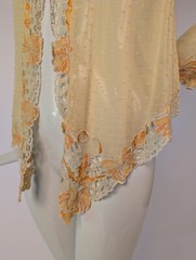EDWARDIAN SWISS DOT MUSLIN JACKET W BEAUTIFUL FLORAL EMBROIDERED EDGES