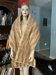 Fredericks Furs Miami Mink Straight Stole Wrap Long 80” X 14 Fire Gold Golden