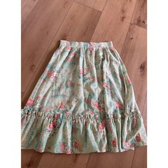 Vintage JCPenney Fashions Floral Button Front Ruffle Midi Skirt XS size 26