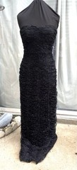 Vintage Demetrios Black Rouched Lace Formal Gown Black Tie Size 8