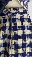 Vintage 1960s blue white check skirt vest set S sleeveless wool outfit navy top