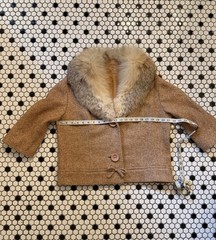 STUNNING Vintage Marissa of California Fox Fur Beige Tan Skirt Suit Set Sz 8-10