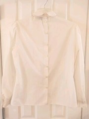 Vintage Michelle Stuart Women`s Small White Shirt Blouse Button Back Secretary