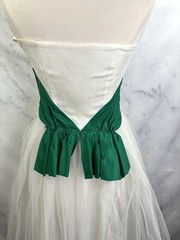Vintage 1950s Cupcake Prom Dress SZ XS Gown Tulle Strapless white green sequence