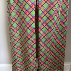 Vintage 1970’s Mod Halter style Argyle Plaid Print Maxi Dress Size XS