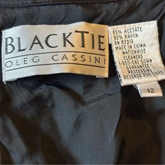 Oleg Cassini Black Tie Womens Rayon Black Vintage Wrap Tie Jacket Size 12