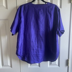 Vintage Ashleigh Morgan Purple Blouse Womens Large Short Sleeve Front Pocket 90s