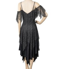 Vintage 80s Nuance Black Handkerchief Hem Sparkle Dress Made USA Size 13