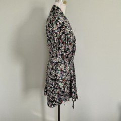 VTG Lingerie Short Nightie/Cami With Matching Gown Black Floral SM Laura Adam’s