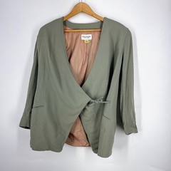 Emanuel Ungaro Parallele Vintage 100% Wool Crepe Wrap Blazer Pencil Skirt Suit