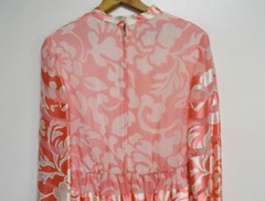 Ceil Chapman Dress Vintage Pink Long Sleeve Maxi V Neck