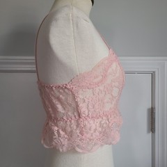 Vintage Victoria’s Secret Top Gold Crown Label Crop S P Lace Bra Rosette Pearl