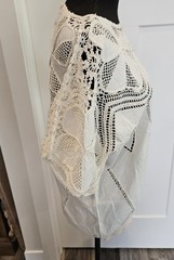VTG NOS Hand Made BANDO Crochet Lace 100% Cotton Linen Tunic Large Women’s Top