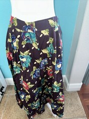 Ungaro Solo Donna Cotton Floral Skirt Pleated Pocket Size 8 US/42 EU Vintage
