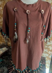 Fast Top Sz All Women Native Ethnic Southwest Boho Bead Fringe Accent Conchos