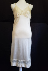 Vintage Womens Size 34 Beige Slip Dress Lace Trim Nightgown Loveable Co USA