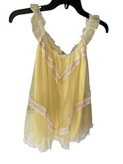 Vintage Baby Doll Lingerie Set NOS RARE Kmart 2 Piece W Tags Yellow Lacey Flower