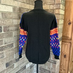80s VINTAGE Rafaella Multicolor Abstract Knit Sweater Ramie Cotton Size S #50E7