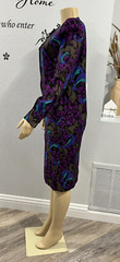 Vintage Bullocks Wilshire Purple Floral Retro Dress Size 10 M Medium Colorful