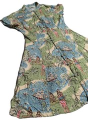 Kahala Hawaii Collection Hawaiian Dress Womens L Tropical Hula Girl Rayon Button
