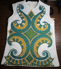 VTG 1960s 70s Mod Tunic Top Sleeveless Psychedelic Art Nouveau Paisley Print M/L