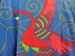 70’s Vibe Kaftan Peacock Multicolor Floral Hippie Boho Dress Mid Maxi