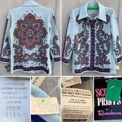 vintage Screen Prints by Rosenbaum hand silk screen print blouse polyester Mod