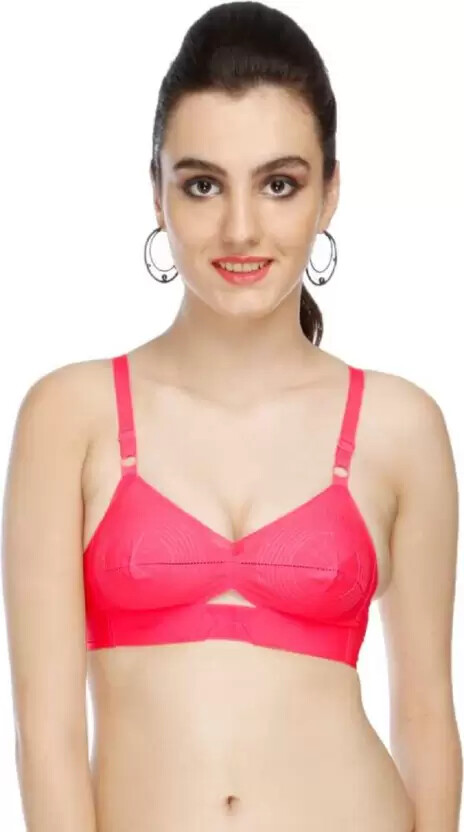 Classic Hot Pink Retro Round Stitch Bullet Bra–100% Cotton, Custom Fit Available