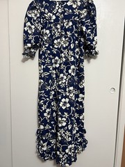 Vintage Hilo Hattie Hawaiian Dress M Blue Hibiscus Floral Made In Hawaii Cotton