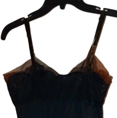 Vintage Rogers Nightgown Size 34 Black Nylon Tricot Lace Trim Slip Soft Lingerie