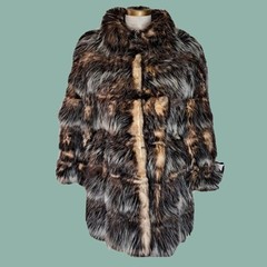 Vintage 80s Women’s Genuine Opossum Fur Coat Size 10/33 Gray Beige Argentina