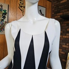 Vintage 80s New Wave Op Art Harlequin Geo Color Block Mini Party Shift Dress S