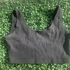 Vintage 80s 90s stretch cotton black activewear crop top