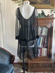 Incredible Vintage 50s 60s 3pc FRINGE Lingerie Set MCM gogo with Cape Peignoir S