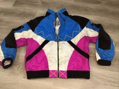 Vtg East West Full Zip Up Jacket Windbreaker Sz Medium Multicolor 80s 90s Retro