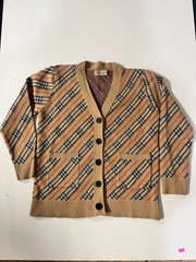 Vintage Burberry Small Classic Nova Check Cardigan Sweater Wool Blend Authentic