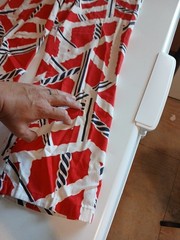 Vtg 70s Home Sewn Nautical Rope Print Pant Red White Blue Serval Zipper Wide Leg