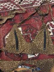 Vintage AMAZING 4 PIECE SET Leather Leopard Crotchless Mask Bra 80s/90s