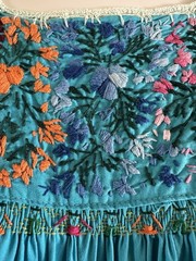 1970s San Antonino Oaxacan Huipil Dress Cotton Hand Embroidered Mexico S VTG