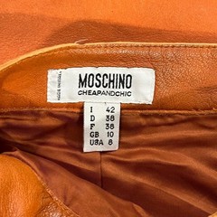 Moschino Cheap and Chic Vintage Knee-Length Orange Leather Pencil Skirt Sz 8