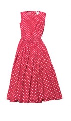 Vintage Serbin Women Dress Red White Polka Dot Sleeveless Side Pockets Size: 6