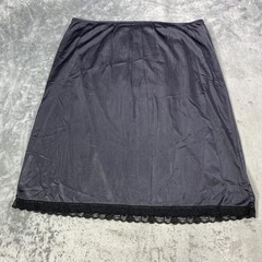 VINTAGE Leggs Half Slip Skirt Medium Black Nylon Antron III Lace Trim